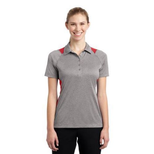 LST665 Sport-Tek Ladies Heather Colorblock Contender Polo